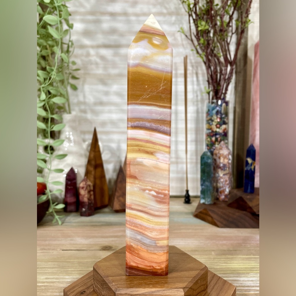 1160 High Grade Ocean Jasper Crystal Tower - Large 7-1/4 Inches Tall - Picture 4 of 12